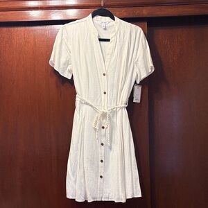 NWT Nine West White Linen Dress size S
